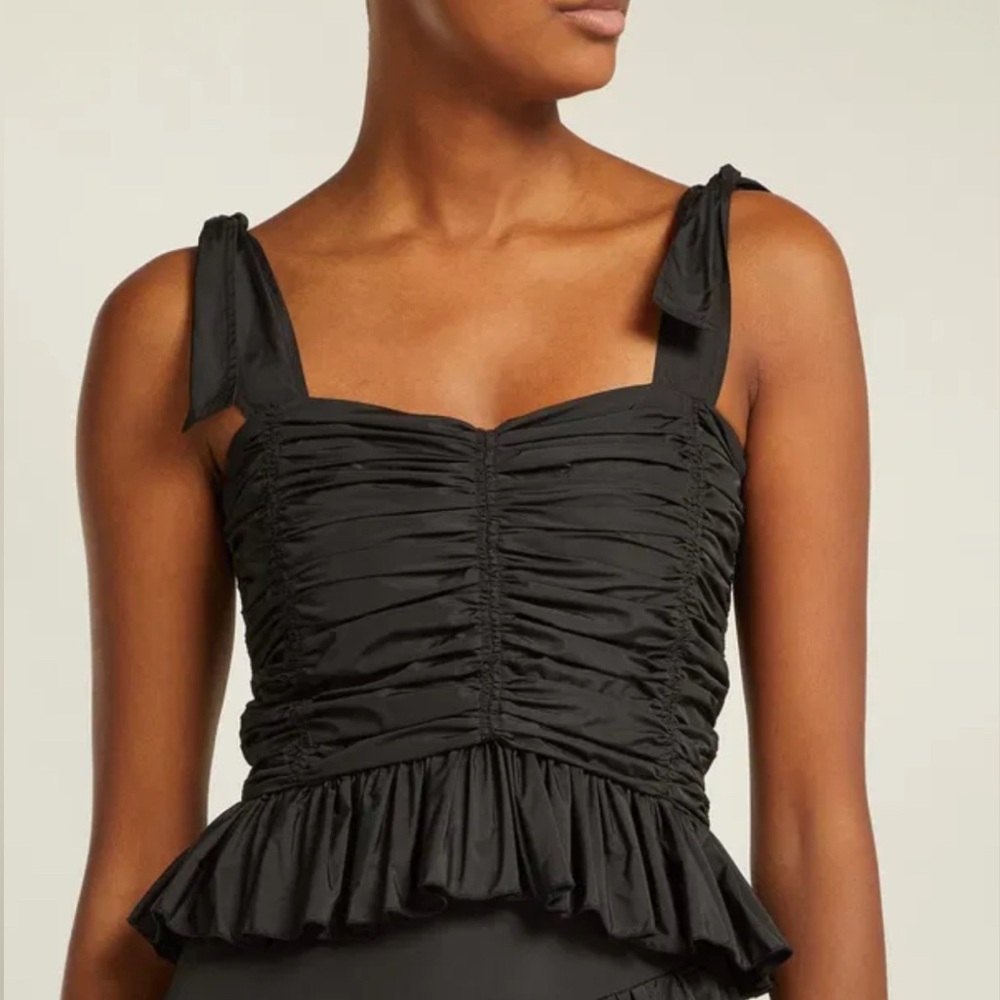 SEE by Chloe Gathered-Taffeta Peplum Top